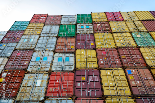 standard shipping containers in a container terminal photo