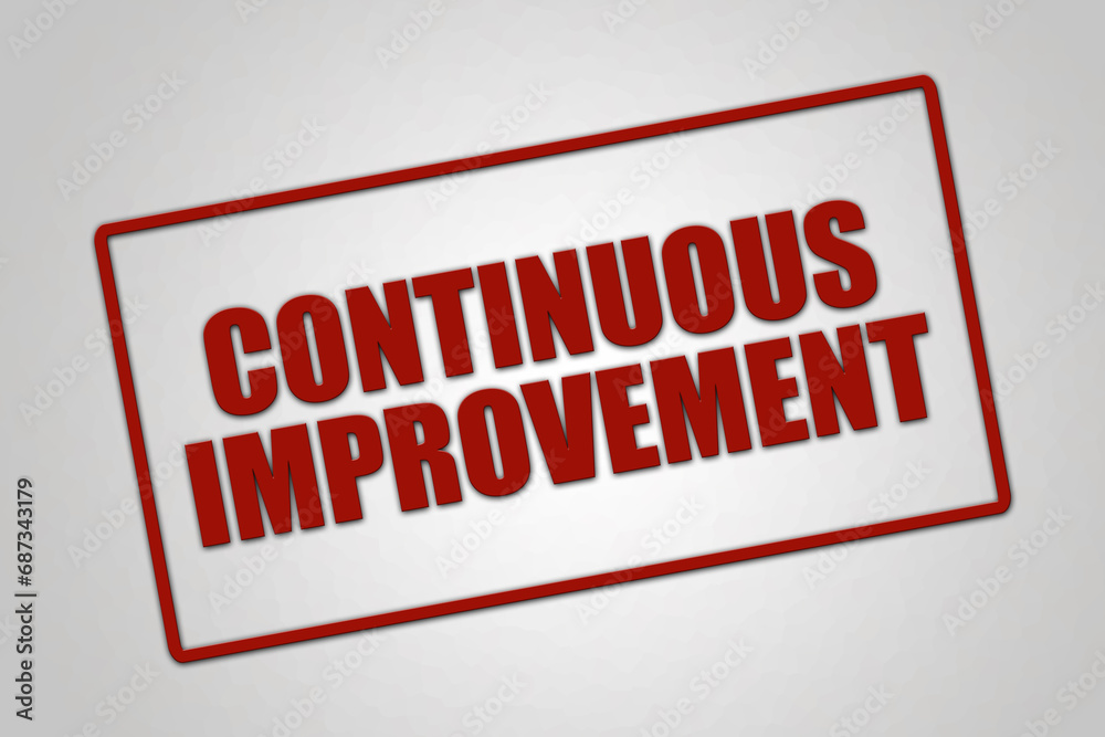 Continuous improvement. A red stamp illustration isolated on light grey background. Continuous improvement. A red stamp illustration isolated on light grey background.