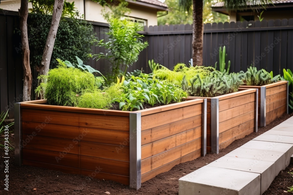 A modern raised bed for gardening. A modern raised bed for gardening.