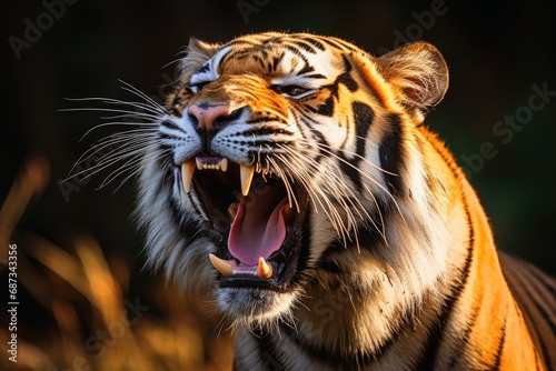 A roaring tiger portrait. © Michael