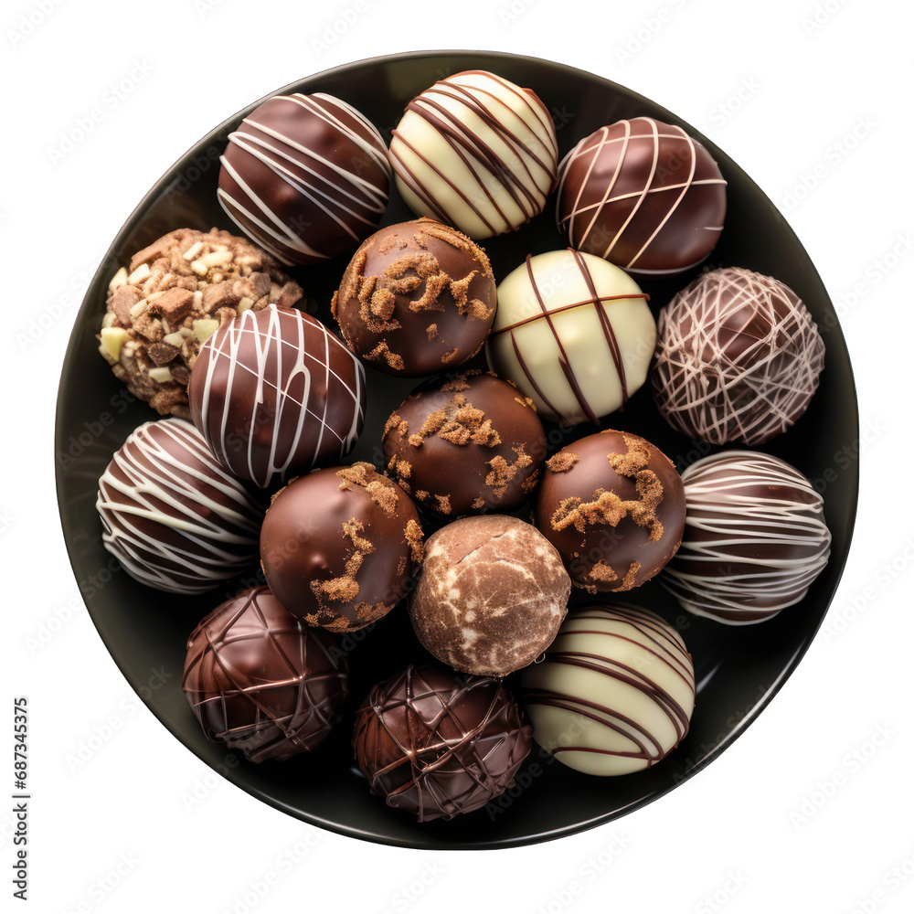 Chocolate Truffles from Above Isolated on Transparent or White Background, PNG Chocolate Truffles from Above Isolated on Transparent or White Background, PNG