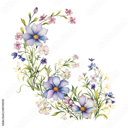 Watercolor Wildflower border coloring 