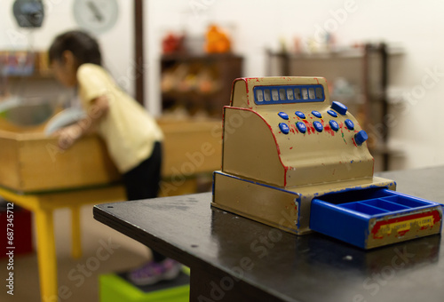 Принти на полотні Vintage Toy Cash Register in Play Store