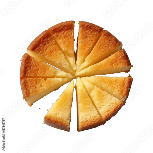 Top View of Pound Cake Slice Isolated on Transparent or White Background, PNG
