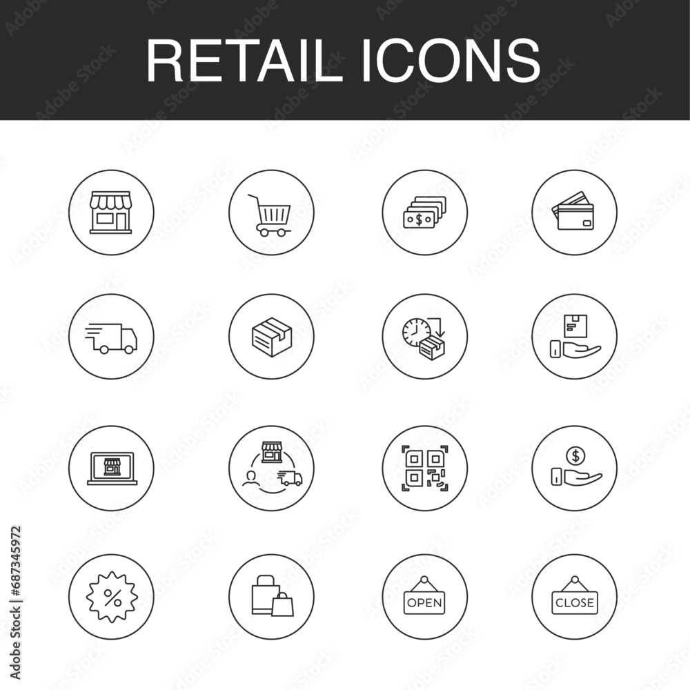 Fototapeta premium Retail icon set sheet 
