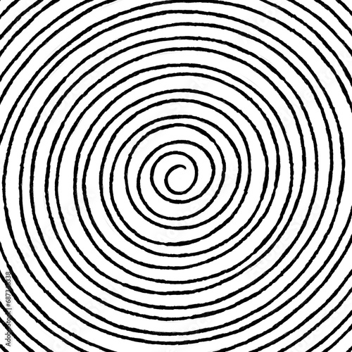 Isolated spiral icon background. Transparent black line in circle form. Single hand drawn sloppy line spiral. Helix, curl, loop symbol. Flat design.