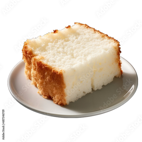 Top View of Angel Food Cake Slice Isolated on Transparent or White Background  PNG