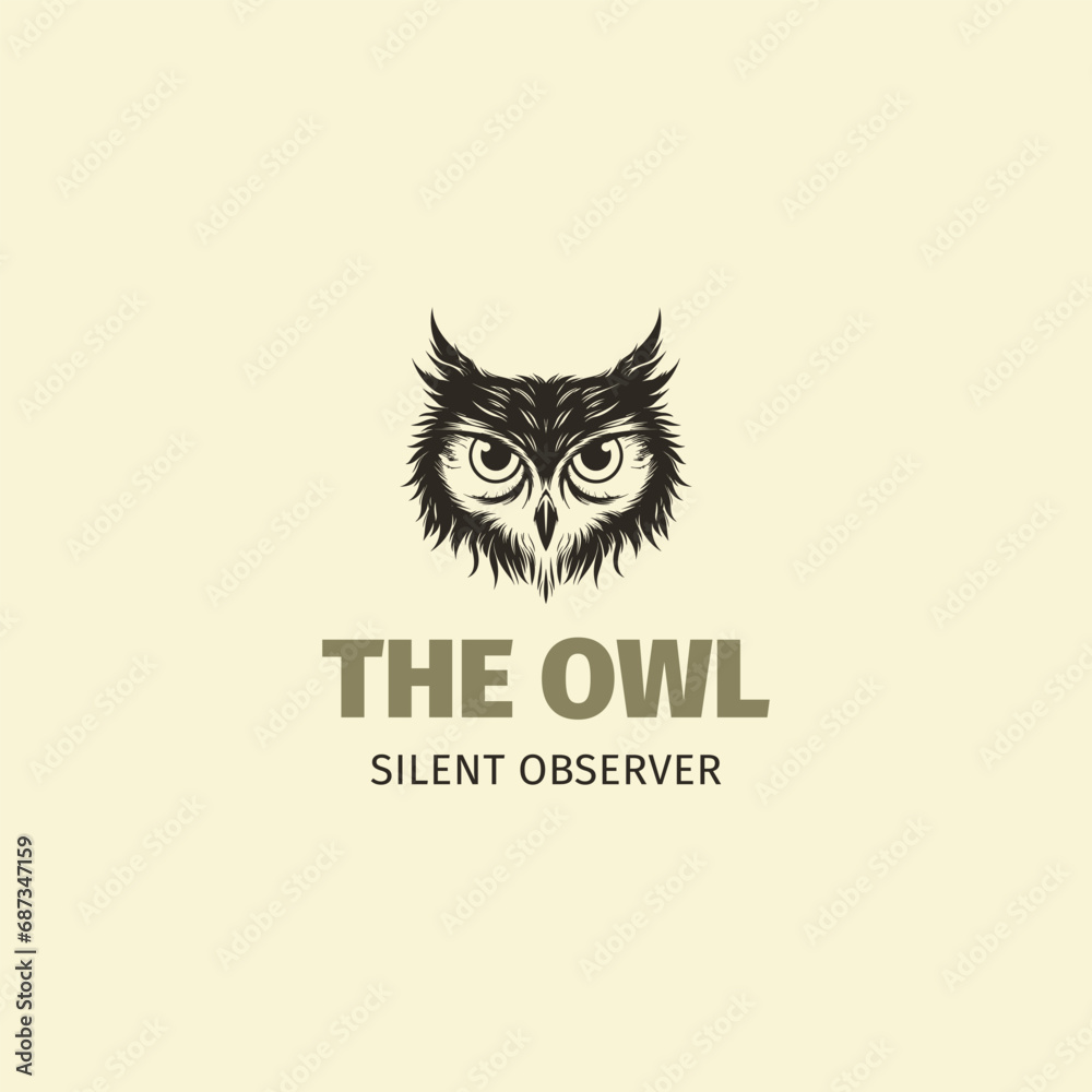 Owl vector for logo or icon,clip art, drawing Elegant minimalist style,abstract style Illustration