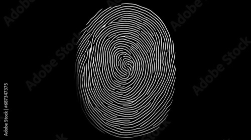 Glowing fingerprint on a black background. Concept of modern technology and personal identification. Generative AI.