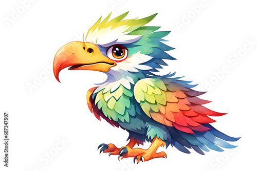 eagle colored watercolor illustration white background PNG 