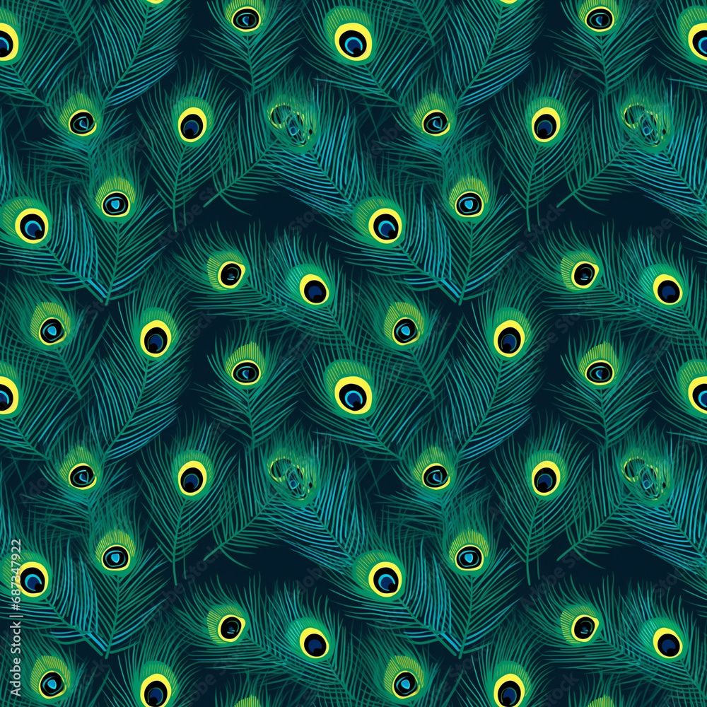 Obraz premium Peacock feathers seamless pattern.