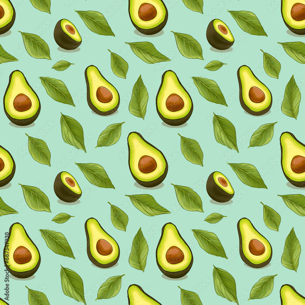 Avocados seamless pattern. Avocados seamless pattern.