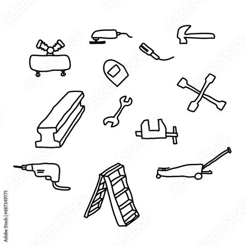 Wallpaper Mural set of tools for construction Torontodigital.ca