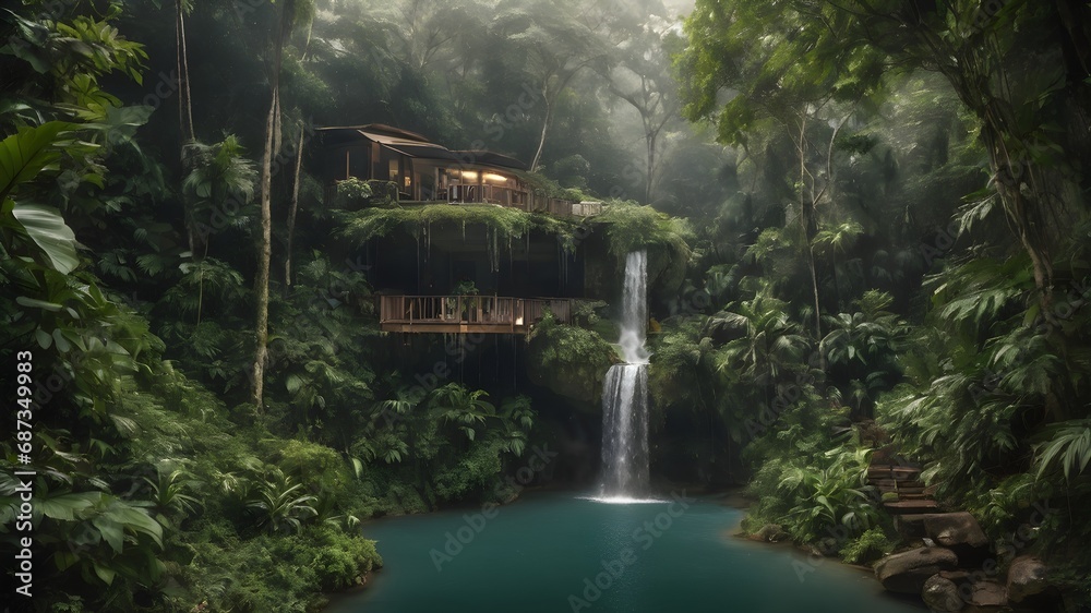 Jungle House Landscape Background Very Cool