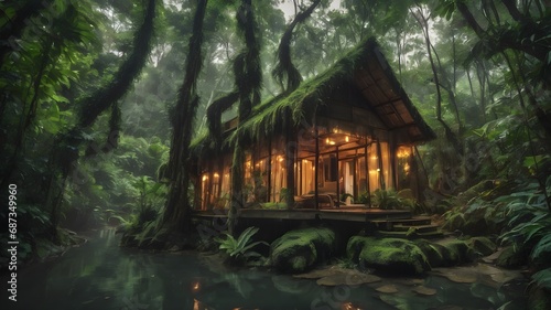 Jungle House Landscape Background Very Cool © BUDIATI