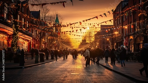 Sunset on Dublin Street for St. Patrick's Day