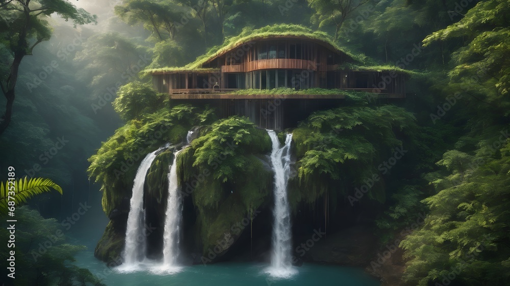 Fototapeta premium Jungle House Bacground Very Cool