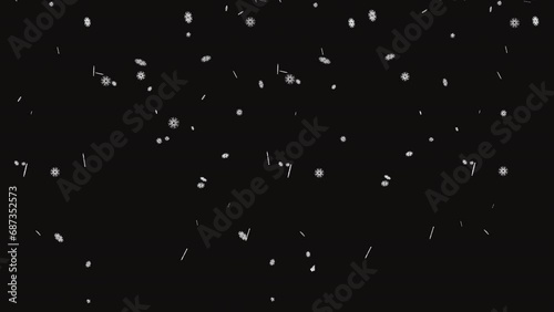 Snow flakes overlay Winter, slowly falling snow effect Dust particles seamless loop With alpha channel photo