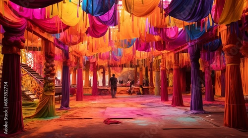 Holi Festival Decorations and Atmosphere