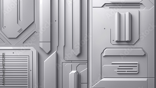 Fototapeta Naklejka Na Ścianę i Meble -  Abstract futuristic background, sci-fi external panels, high-tech. Ideal for sci-fi, technology, and futuristic concepts.