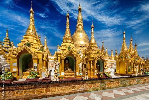Myanmer famous sacred place and tourist attraction landmark - Shwedagon Paya pagoda. Yangon, Myanmar photo