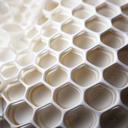 A white honeycomb type pattern with white material. Generative AI. 