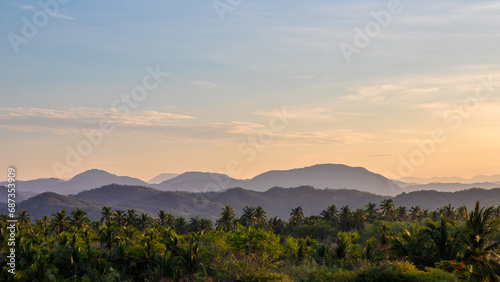 A beautiful scenery created by the sunset in Costalegre, Jalisco, Mexico