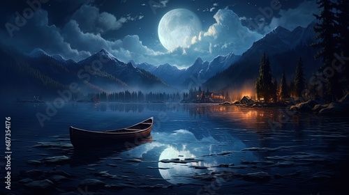Moonlight on the water is a reflection of the moon on the lake
