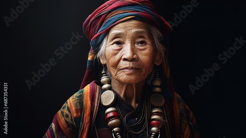 An elderly woman in traditional clothing of her culture © JVLMediaUHD
