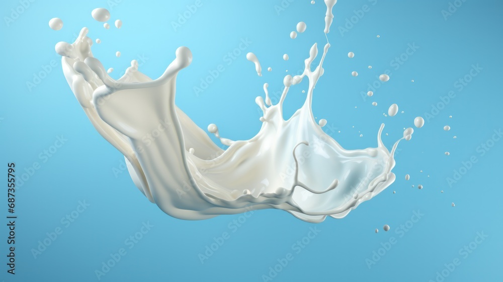 Splash of milk with clipping path. 3D illustration, milk, liquid, drink, splashing, motion, dairy, beverage, cream, white, fresh, food, freshness, drop, Gen AI. Splash of milk with clipping path. 3D illustration, milk, liquid, drink, splashing, motion, dairy, beverage, cream, white, fresh, food, freshness, drop, Gen AI.