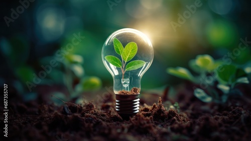 light bulb with CSR Corporate Social Responsibility, CSR and Sustainability Responsible Office, plant, green, idea, energy, environment, concept, electricity