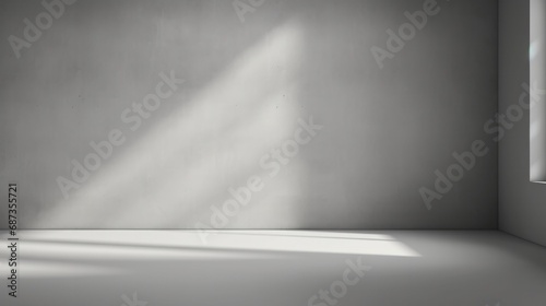 abstract. minimalistic background for product presentation. walls in  large empty room. can full of sunlight. Loft wall or minimalist wall. Shadow  light from windows to plaster wall.
