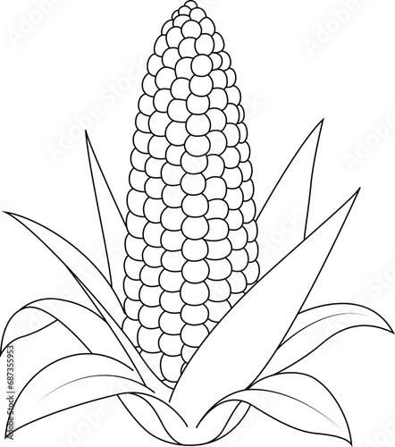 Kawaii corn coloring page for kids