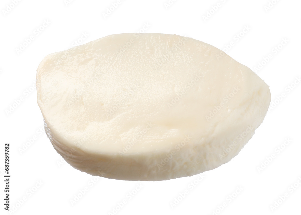 Piece of mozzarella cheese isolated on white Piece of mozzarella cheese isolated on white