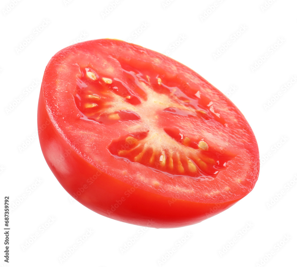 Slice of fresh ripe tomato isolated on white Slice of fresh ripe tomato isolated on white