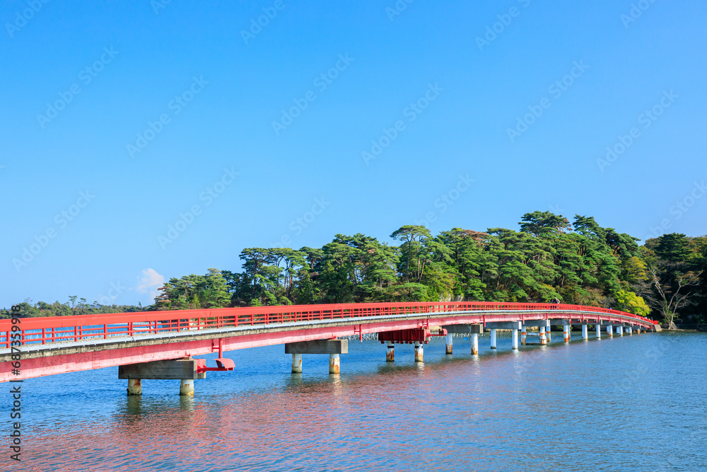 初秋の福浦橋　松島　宮城県松島町　Fukuura Bridge in early autumn. Matsushima. Miyagi Pref, Matsushima town.