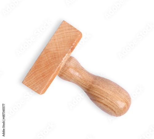 One wooden stamp tool isolated on white, top view
