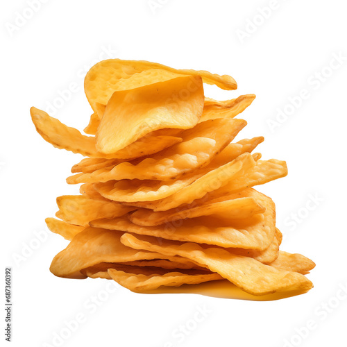 pile of potato chips, transparent photo