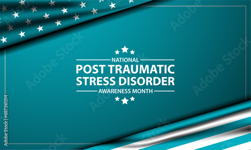 National Post Traumatic Stress Disorder (PTSD) Awareness Month Background Vector Illustration 