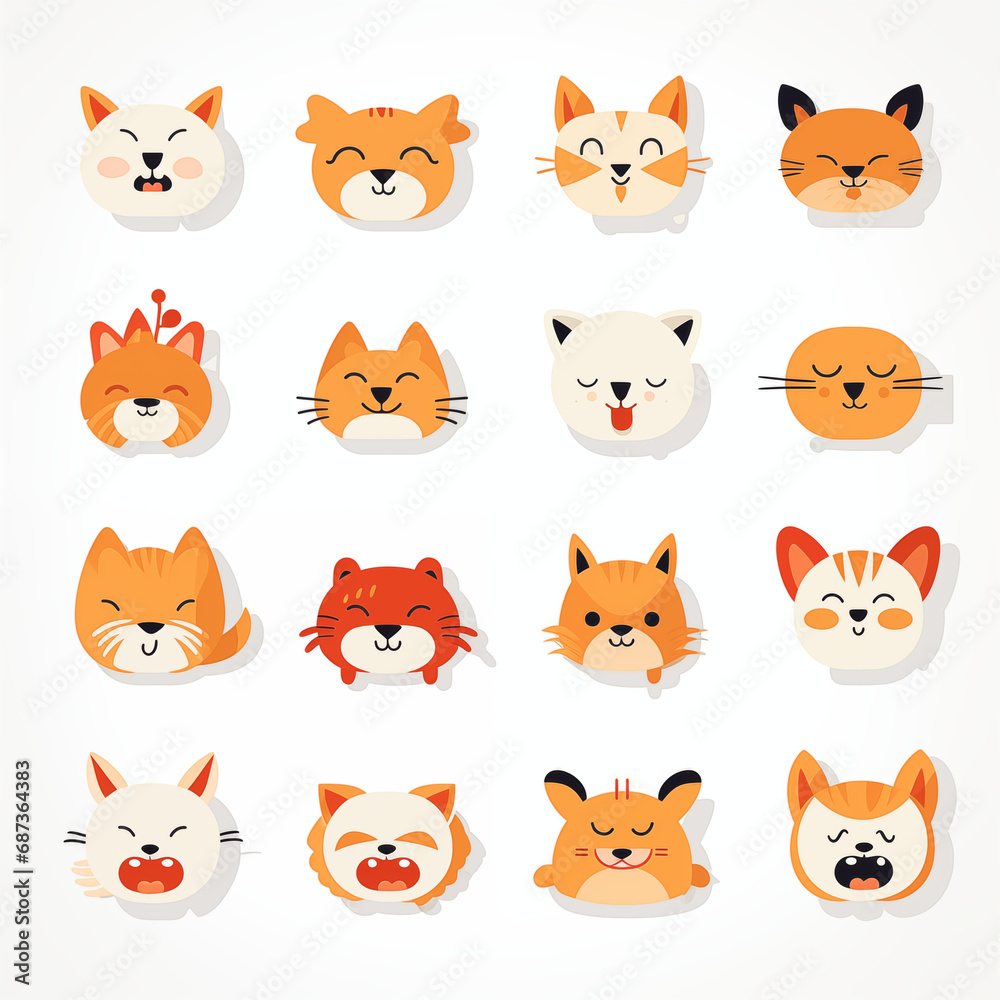 Emotive Menagerie: Icons of Animals in Various Poses and Movements