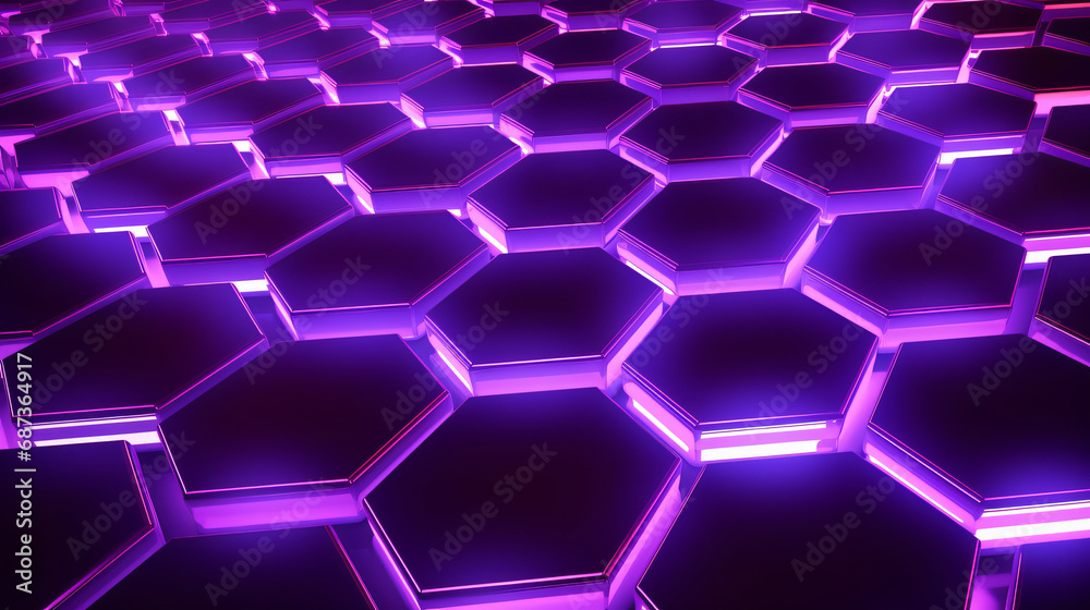 smooth flat Hexagonal purple pattern, purple background texture, neon glowing light between hexagons, 3d illustration, 3d rendering smooth flat Hexagonal purple pattern, purple background texture, neon glowing light between hexagons, 3d illustration, 3d rendering