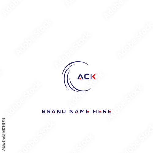ACK logo. A C K design. White ACK letter. ACK, A C K letter logo design. Initial letter ACK linked circle uppercase monogram logo. A C K letter logo vector design.	
