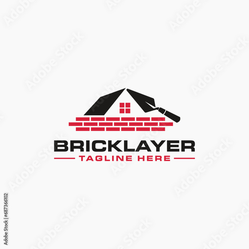 Masonry brick wall construction logo template design 5