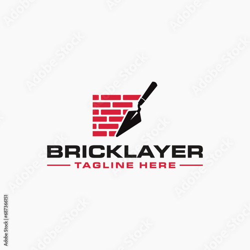logo design template for bricklayer service 1