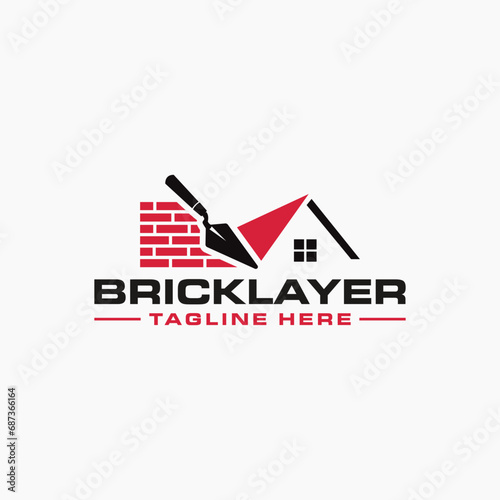 logo design template for bricklayer service 2