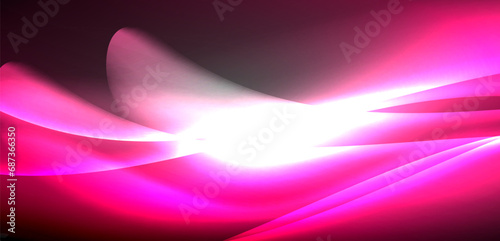 Neon-lit waves surge across background, mesmerizing dance of luminescence and motion. Dynamic backdrop captures essence of energy and modern aesthetics