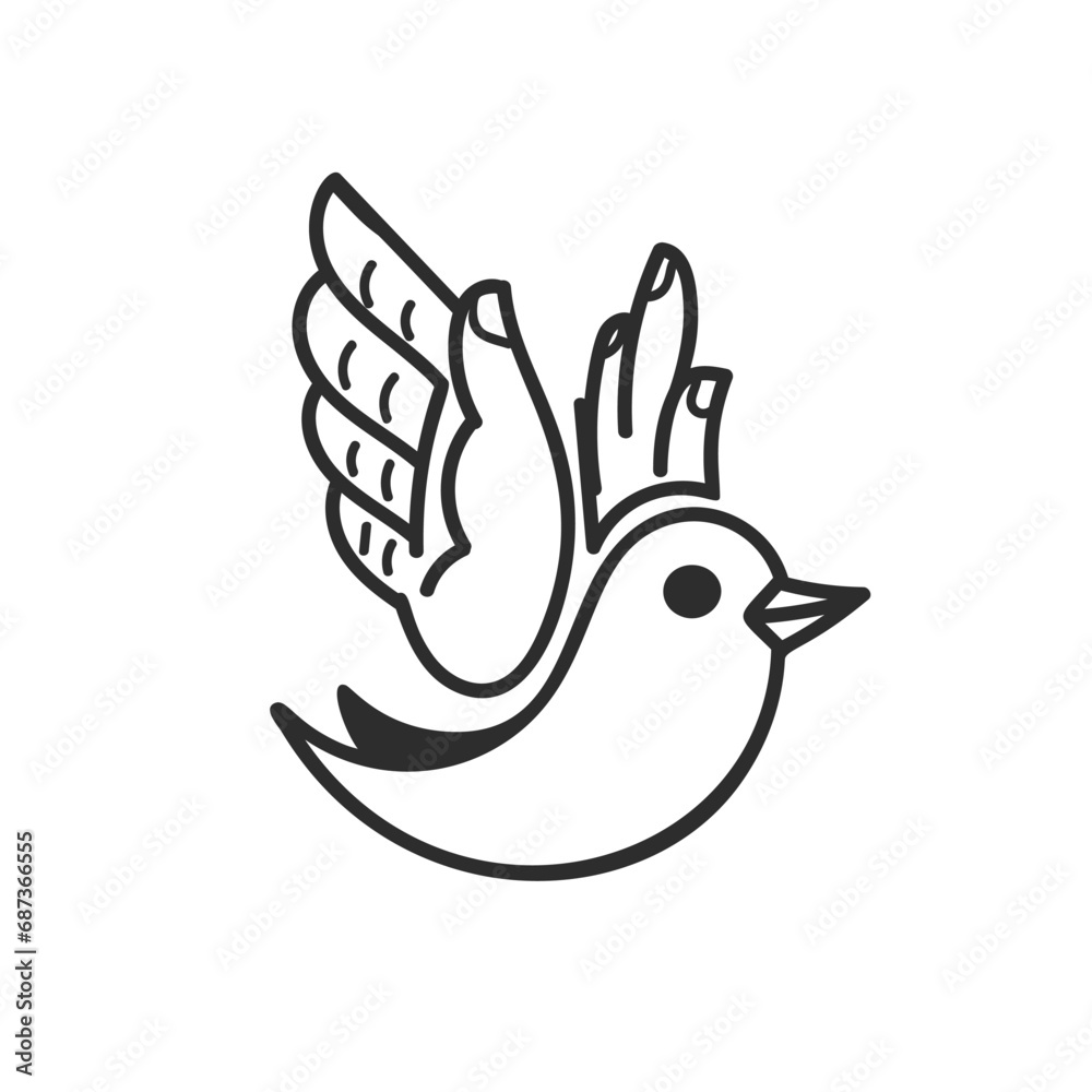 Fototapeta premium Abstract bird with hands instead of wings. Vector illustration