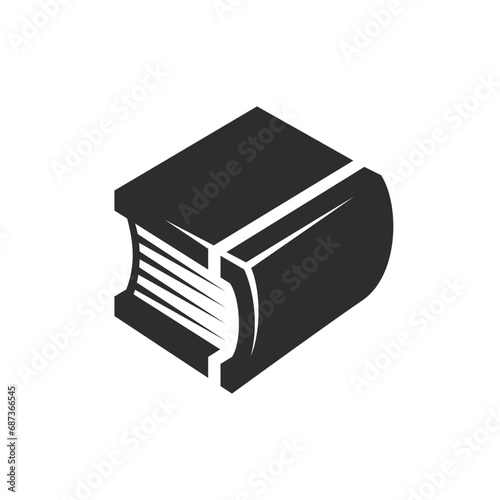 Book with thick hardcover binding. Vector illustration