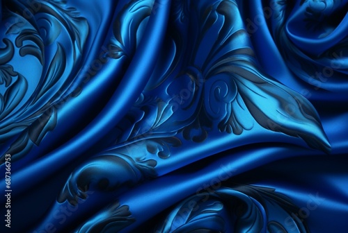 luxury blue fabric texture background for business card banner product display. generative ai