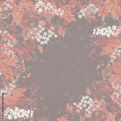 contemporary square scarf design with abstract floral pattern
